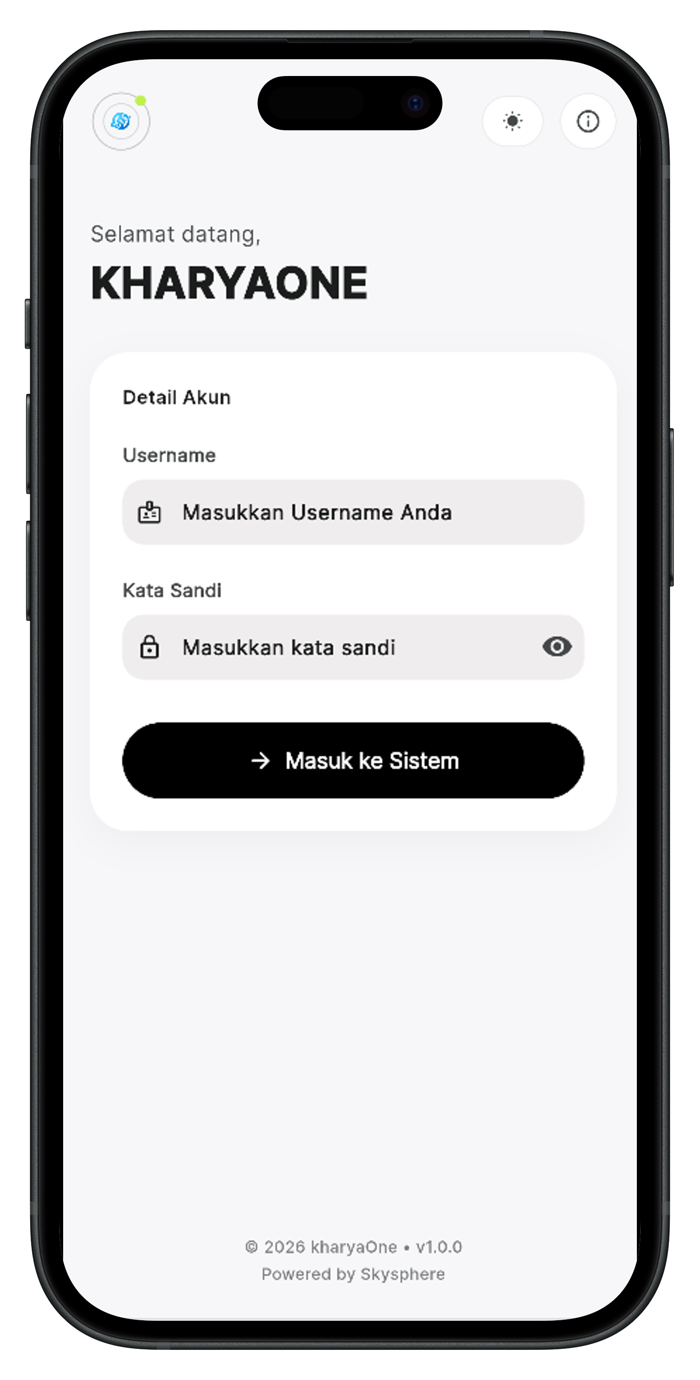 Login App KHARYAONE